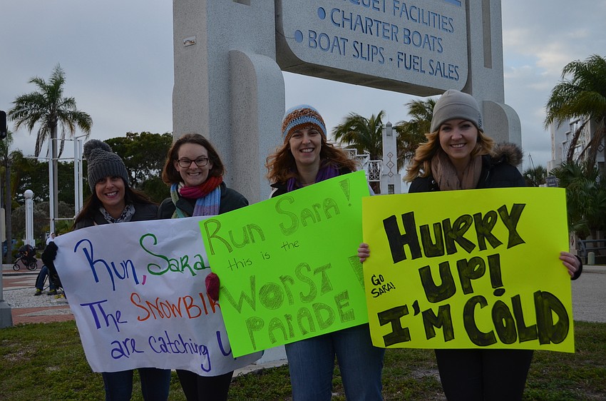 Yolanda Mancha, Megan Wenger, Rebecca McCafferty and Kelsey Roehr wait to show support for Sara Bealor.