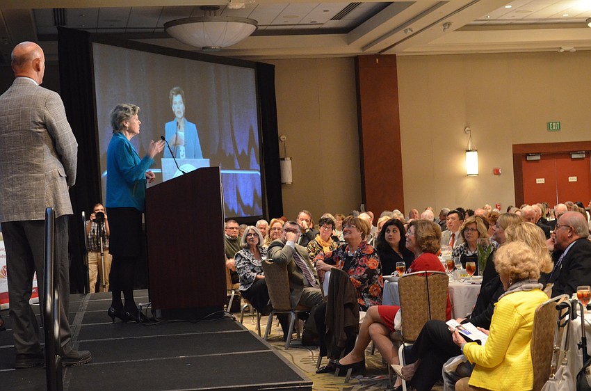 Cokie Roberts during the Q&A portion of the luncheon.