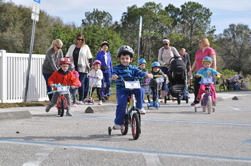 Hayden Laning and his classmates roll out for the big race.