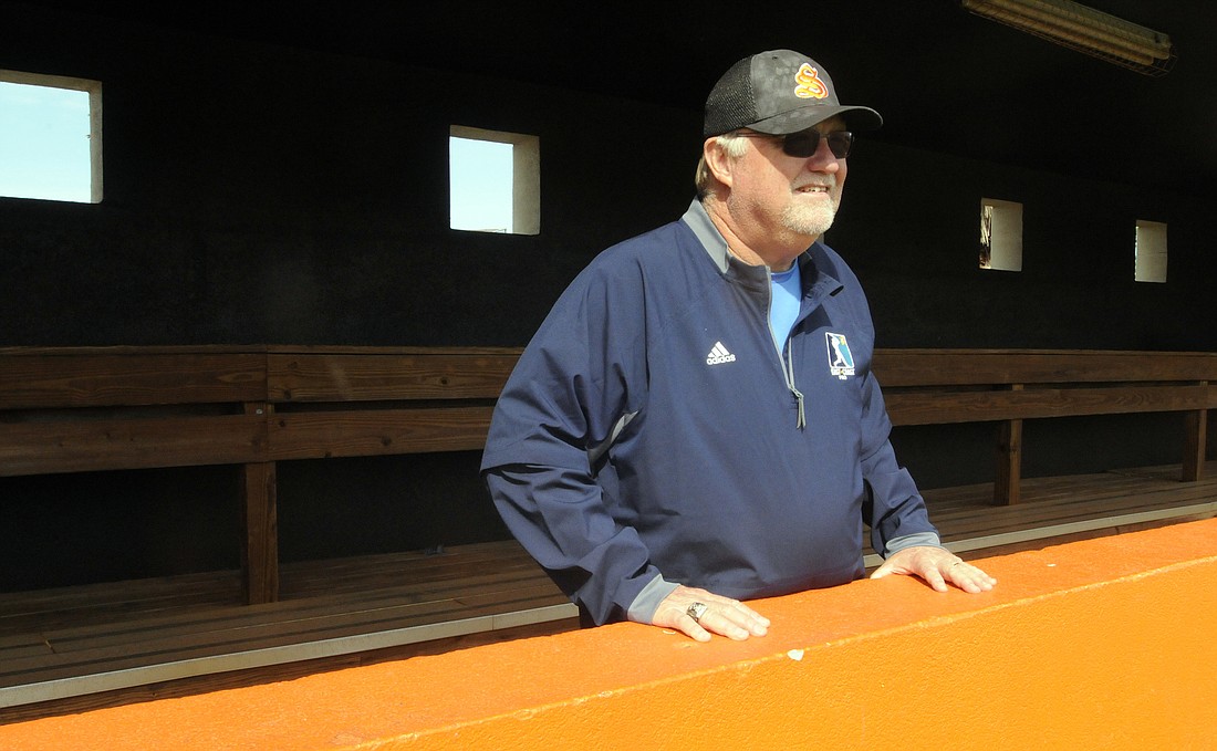 Sarasota baseball coach Clyde Metcalf opened up his 35th season by watching the Sailors earn a pair of victories Feb. 5 and Feb. 6.