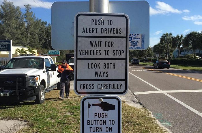 The town of Longboat Key purchased new crosswalk signs and installed them Feb. 10 to speed up the bureaucratic process.