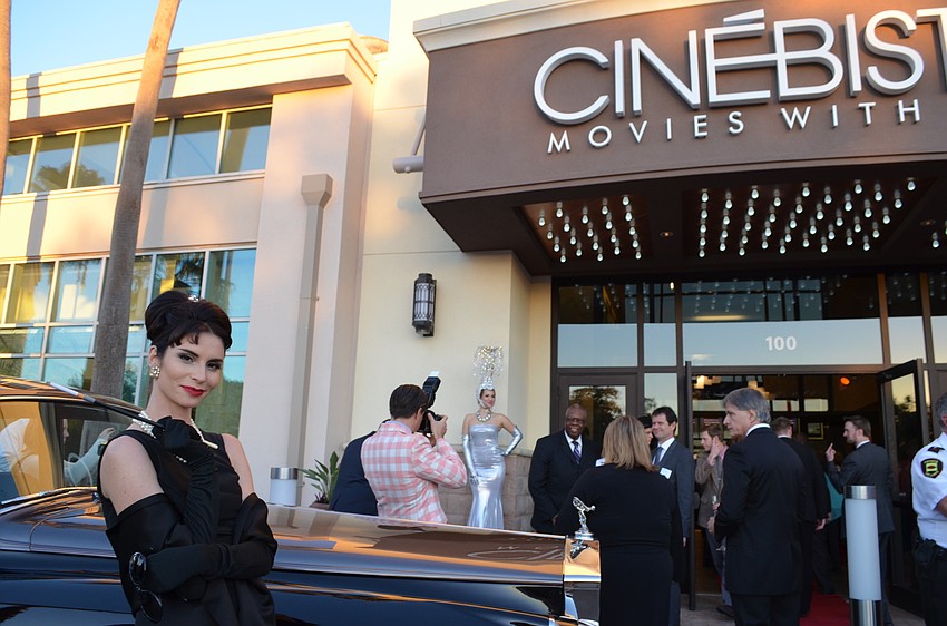 Sally Mamalis as Audrey Hepburn greets guests to the entrance of CineBistro Westfield Southgate.