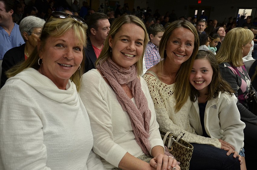 Grandmother, Marsha Parks, aunt, Amanda Adkins, mom, Dena Sabou and cousin, Ava Chevrier, wait for Sabou's son, Niko, to perform. Parks and Chevrier traveled down from Michigan.