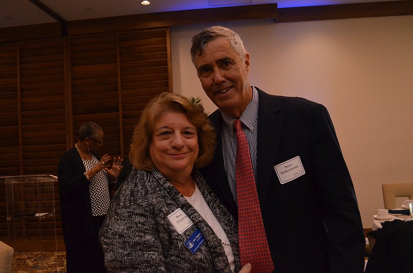JFCS President and CEO Rose Chapman with incoming board chair Steve Seidensticker