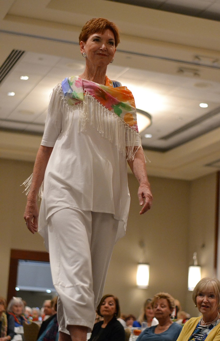 Jean Hansen models for the Sarasota Garden Club fashion show.