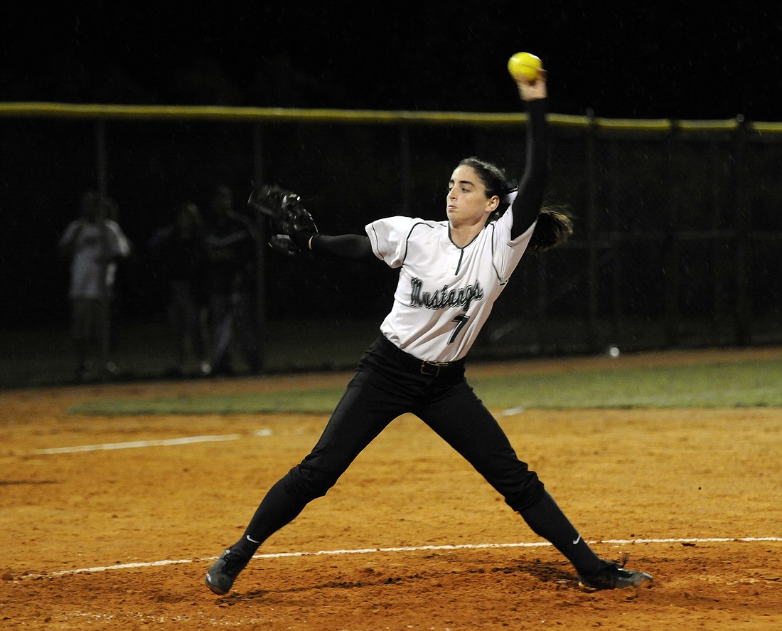 Lakewood Ranch junior pitcher Logan Newton will lead the Mustang in their home opener Feb. 18.