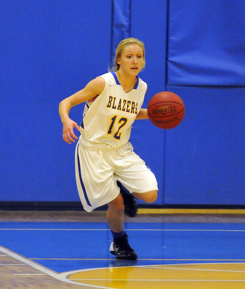 Point guard McKenzie Lantz was one of three seniors who played their final game in a Blazers uniform Feb. 13.