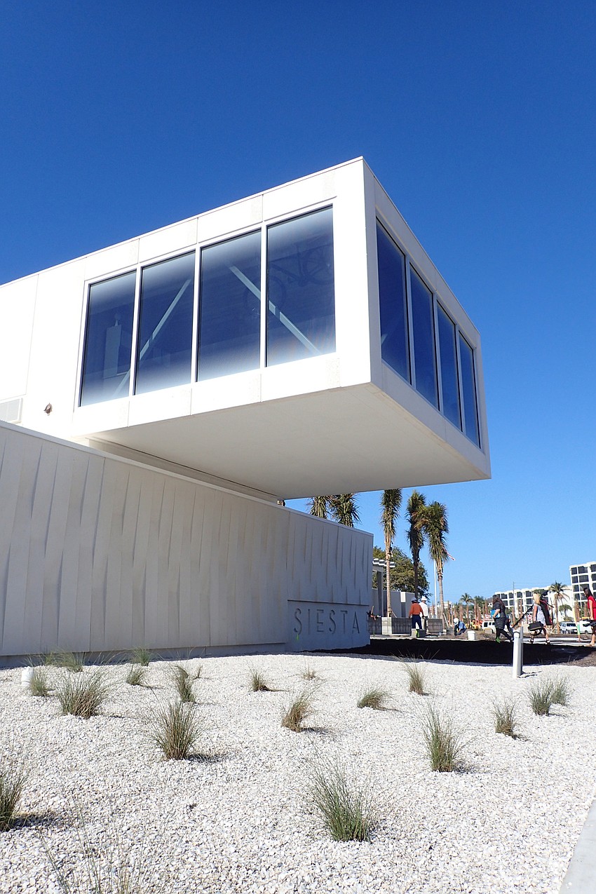 The sheriff's office with a panoramic view of the new parking lot.