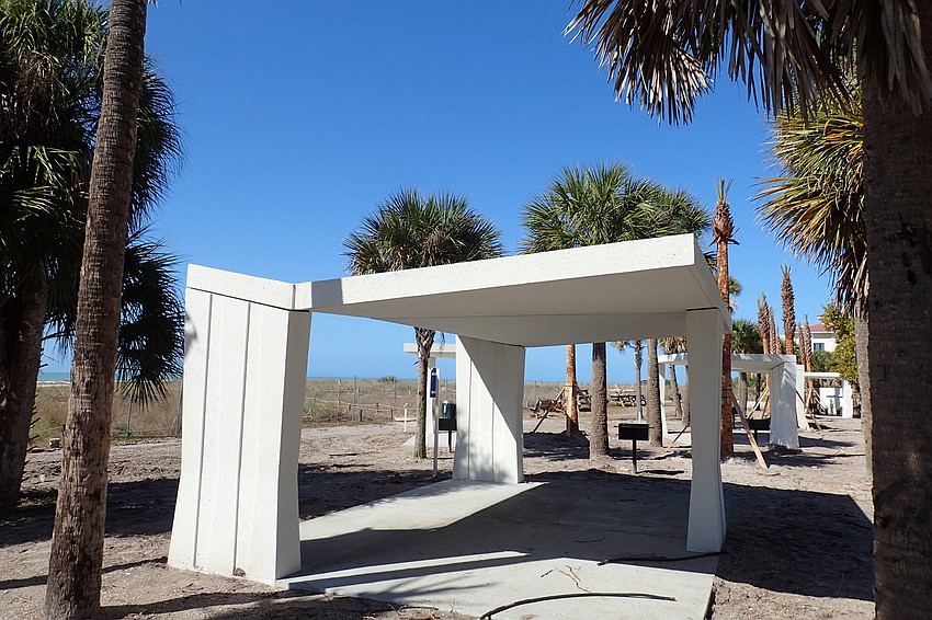 Precast, concrete picnic shelters added to the northwest end of the park.