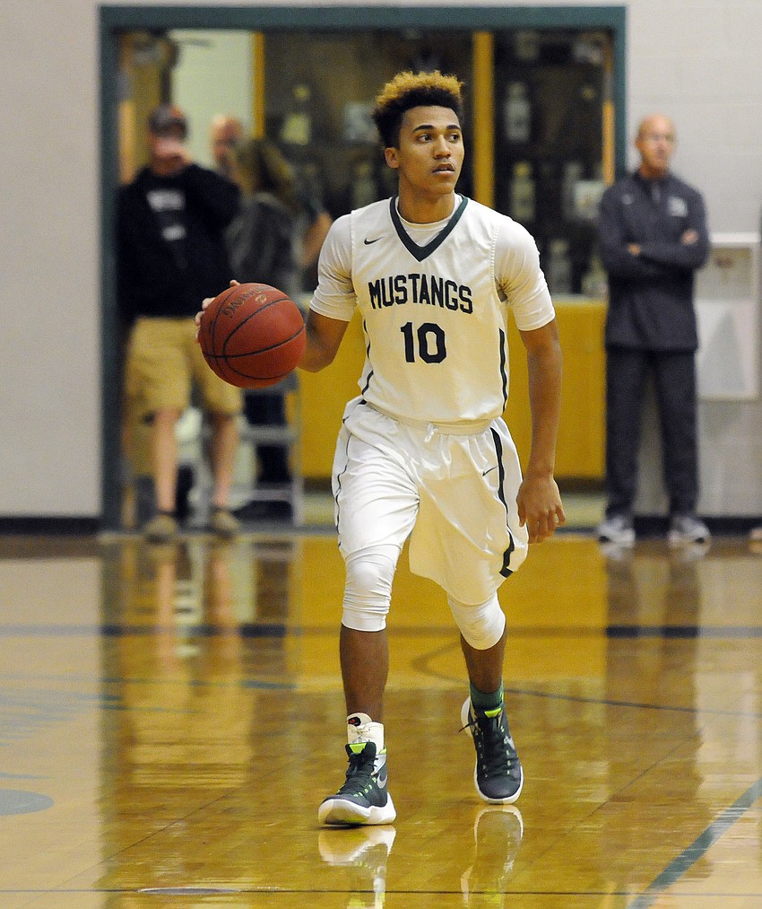 Lakewood Ranch sophomore guard Damien Gordon helped lead the Mustangs to a 57-44 victory versus Fort Myers Riverdale in the Class 7A-Region 3 semifinals Feb. 16.