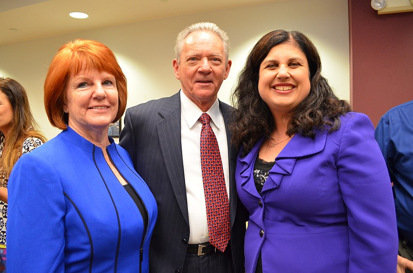 Dr. Barbara and John Stafford with Sarasota County Commissioner Christine Robinson