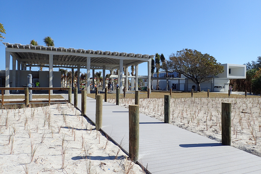 Photo by Jack Short. The new pavilion and walkway at Siesta Key Beach will be open to the public on Saturday, Feb. 20 after two years of construction.