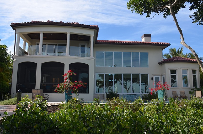 The view of the home as seen from the Sarasota Bay.