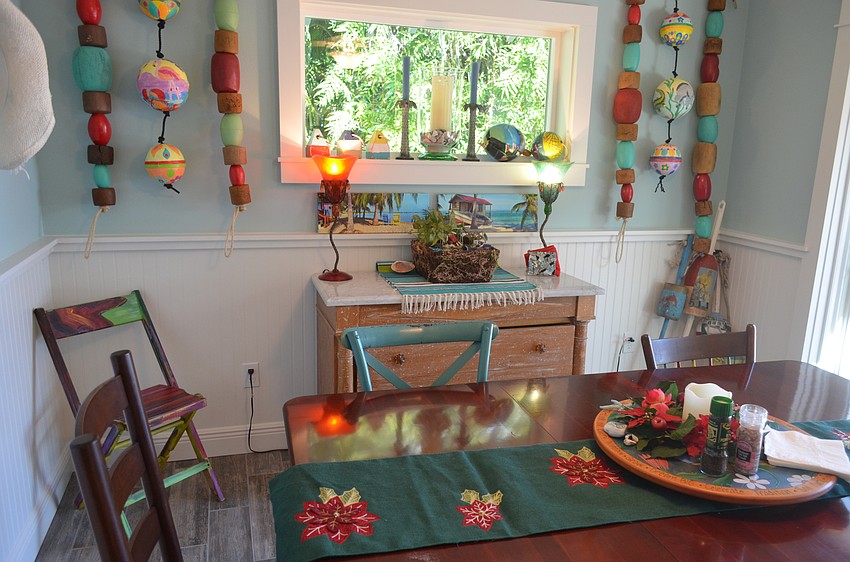 The home includes many colorful, eccentric decorations.