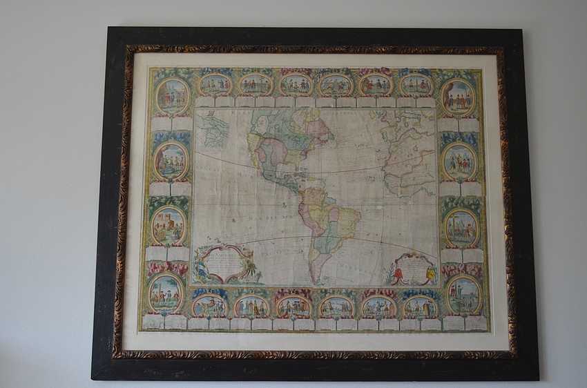 Murphy has several antique decorations, including an old-fashioned map.