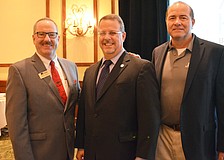 Greater Sarasota Chamber of Commerce President and CEO Steve Queior with guest speaker Tony Carvajal and Sarasota County Administrator Tom Harmer