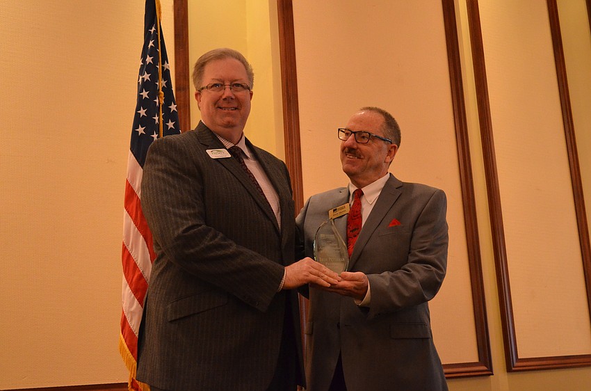 Ambassador of the year recipient Troy Peterman with Greater Sarasota Chamber of Commerce President and CEO Steve Queior