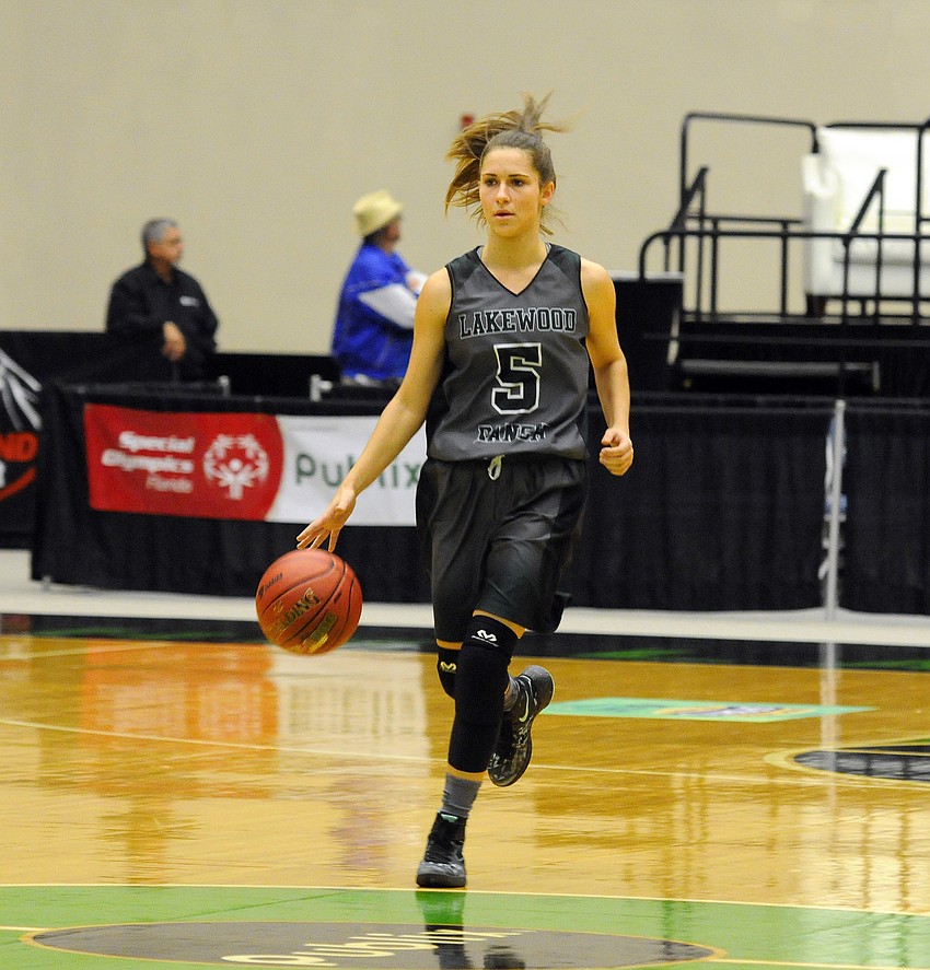 Lakewood Ranch senior point guard Kailyn Scully brings the ball up the court.