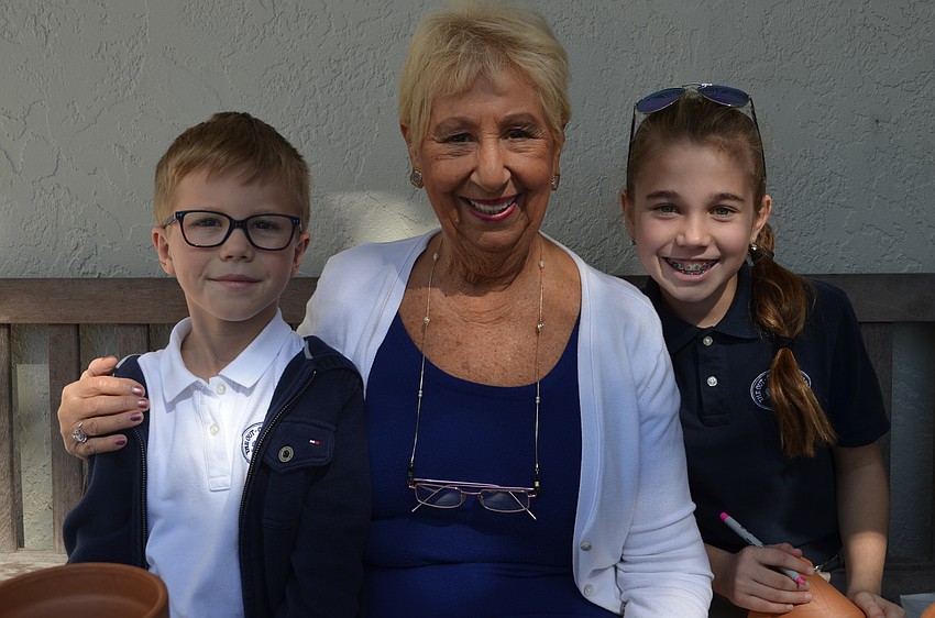 Philip and Kristina with their grandmother Carole Holland.