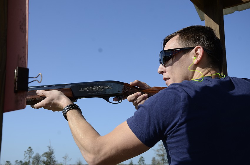 Josh Verlarde waits for the clay to release.