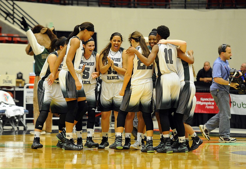 The Lakewood Ranch girls basketball team takes the court for the Class 7A state championship Feb. 20.