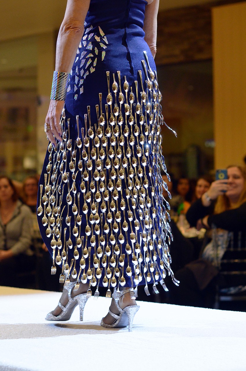 Larry Forgard's 'A Soul of Reflection' was made with plastic spoons, reflective paper and fibers.