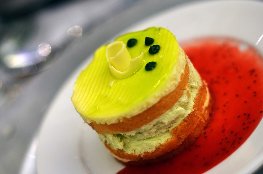 Key lime pie was served to guests as dessert.