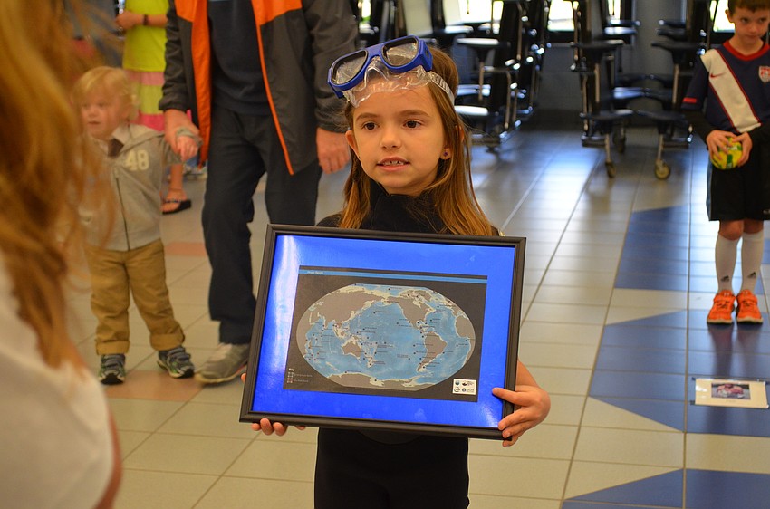 Verite Molinaro recites her speech as American marine biologist Sylvia Earle. Molinaro picked her subject based on her own interest in marine biology and her participation in the Mote Marine Gills Club.