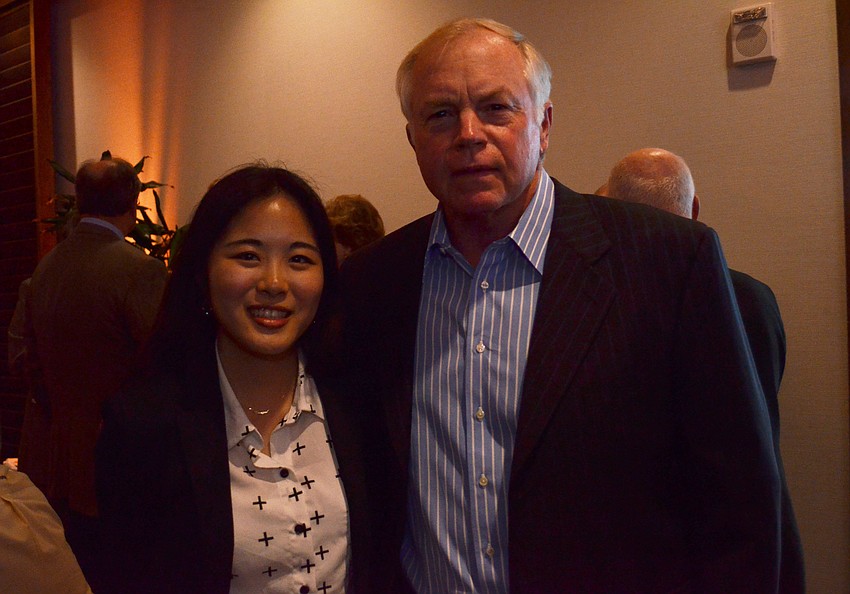 Sangmi Park and Baltimore Orioles Manager Buck Showalter