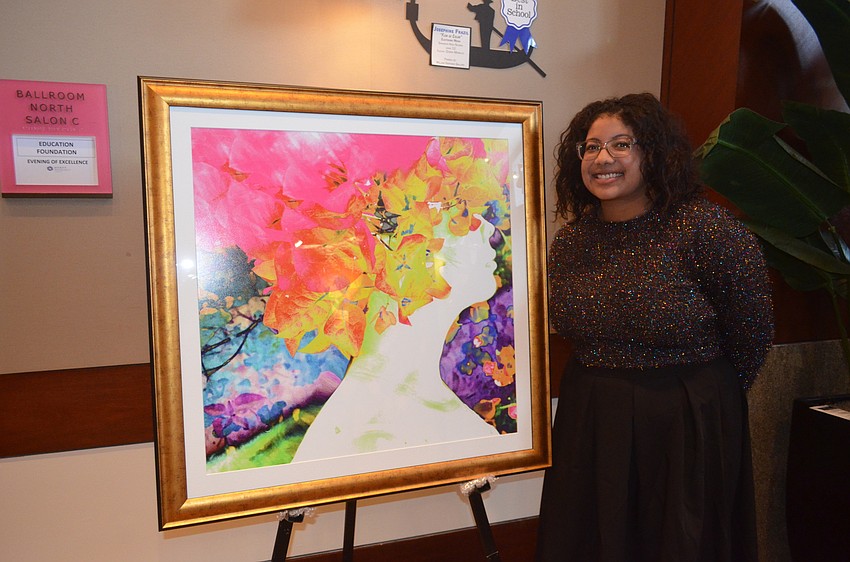 Josephine Frazil, Sarasota High School’s Best in School winner, with “Flor de Color”