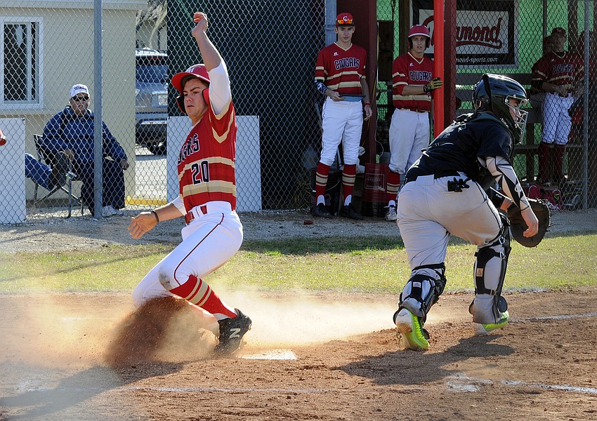Senior T Hebda scored Cardinal Mooney's lone run of the game.