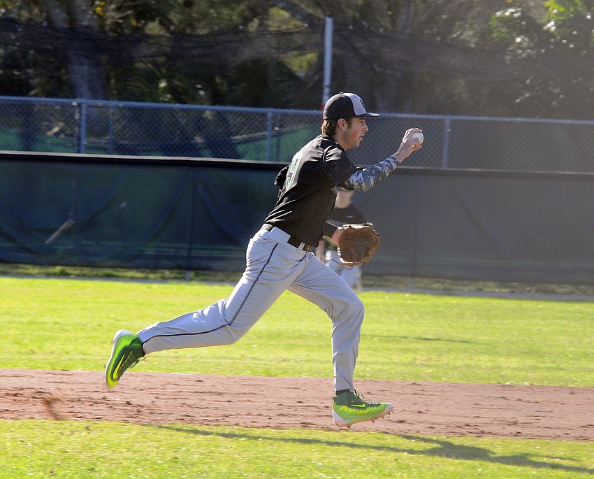 Lakewood Ranch's Connor Hetterich races toward second base for an out.