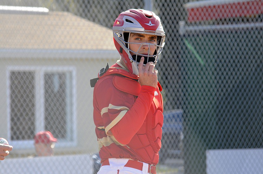 Cardinal Mooney junior Parker Shanahan is the Cougars starting catcher.