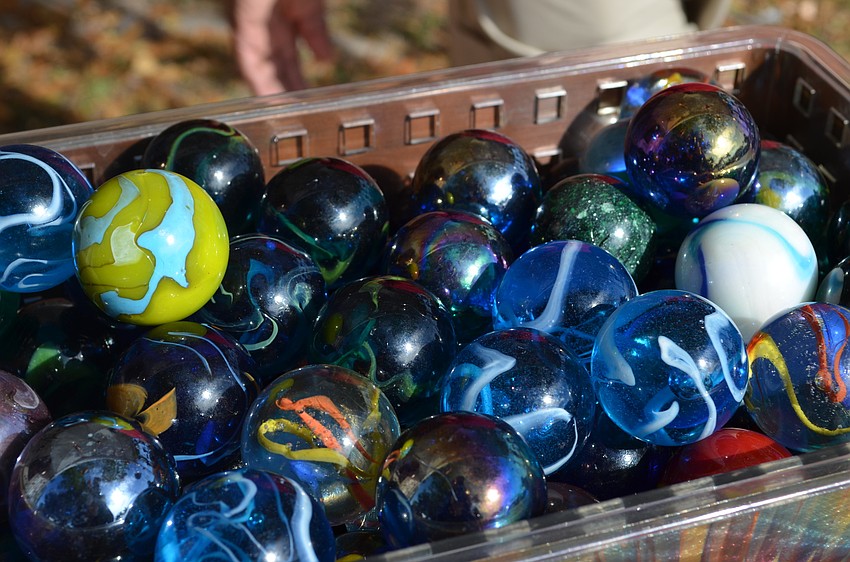 Marbles are added to Robert Boyce's works to customize each piece for customers.