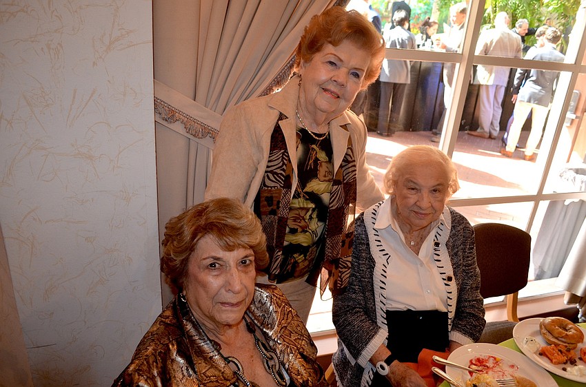 Marian Morris, Sandy Klein and Geraldine Clayman enjoy a brunch with friends.