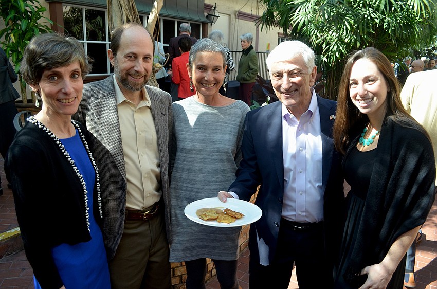 Nancy Harvey, David Wertheimer, Nelle Miller, Rich Bergman and Sarah Wertheimer enjoy good food and time with good friends.