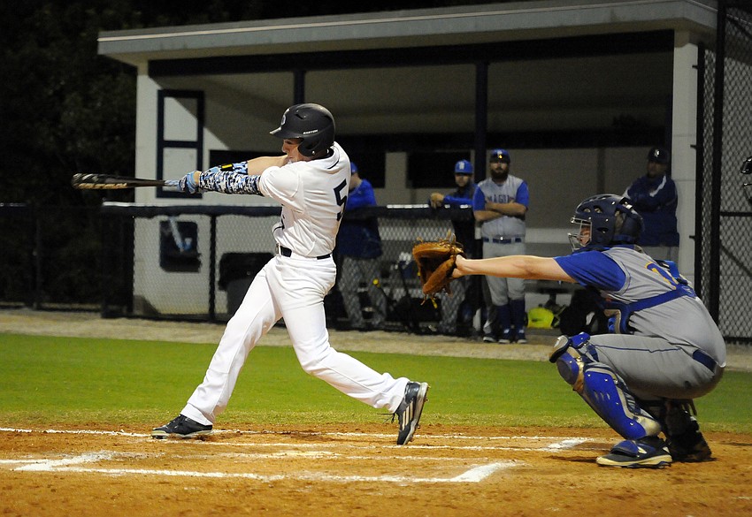 ODA sophomore Alexander DiMare swings at a pitch in the bottom of the first inning.