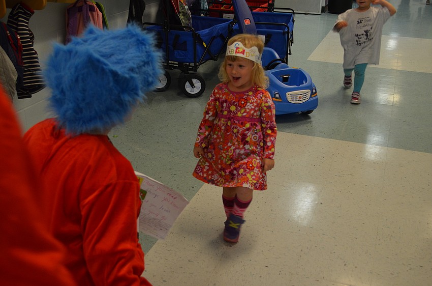 Raina Kurnov can't believe her eyes that she's spotted Thing 1 in the hallway at Goldie Feldman Academy.