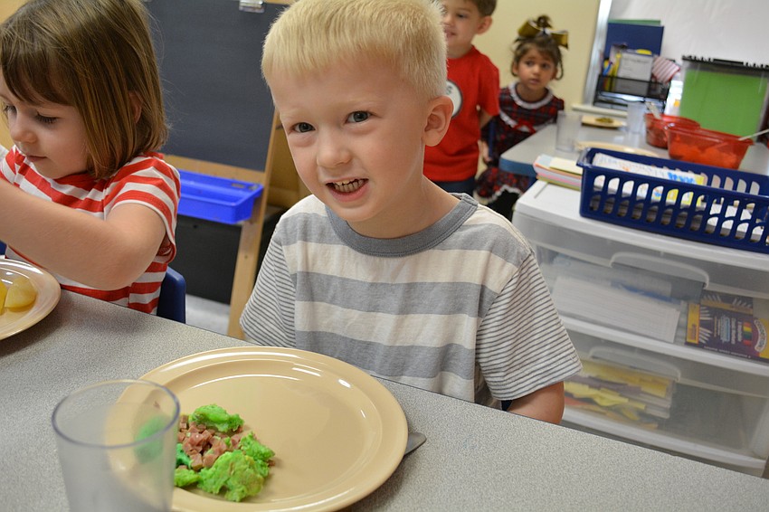 Kiddie Academy's Jaxson Heid can't wait to try his green eggs and ham.