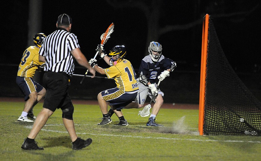 ODA freshman Christian Wheeler scores a goal versus Sarasota Military Academy Feb. 29.