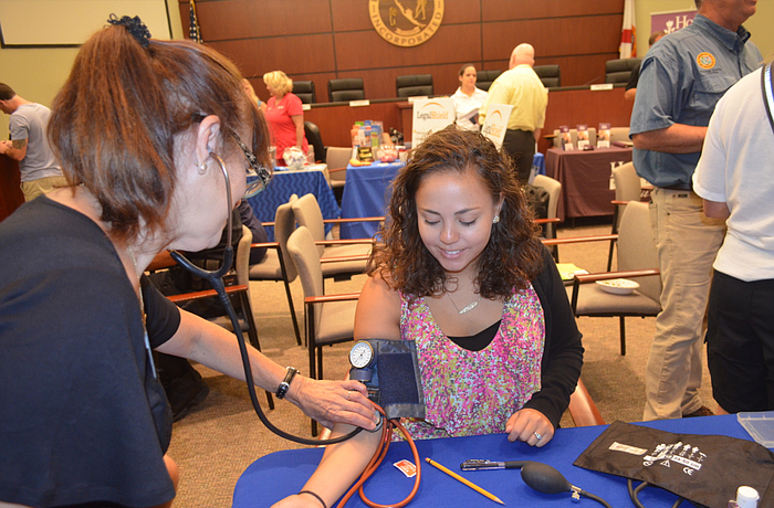 Town employees at a wellness event. Longboat Key Bucks is part of town's wellness program.