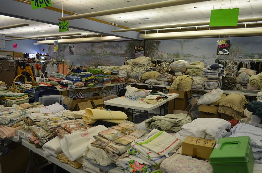 Customers enjoyed a selection of sheets and linens.