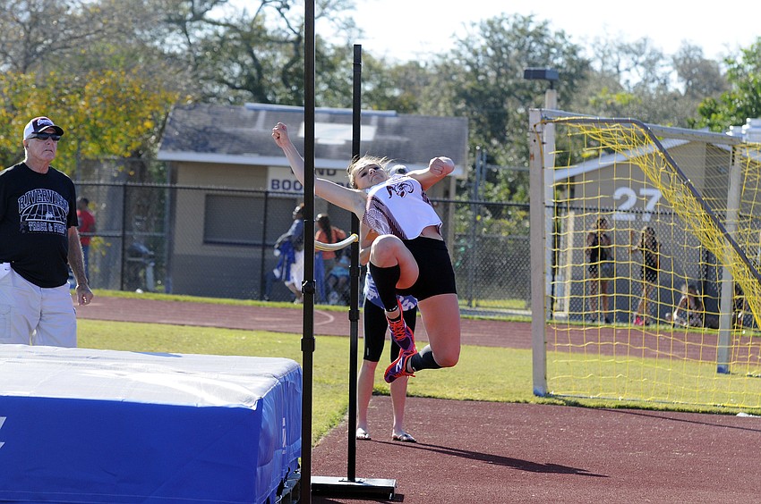Riverview's Jazmin Giovino competes in the high jump during the Booker Invitational March 4.
