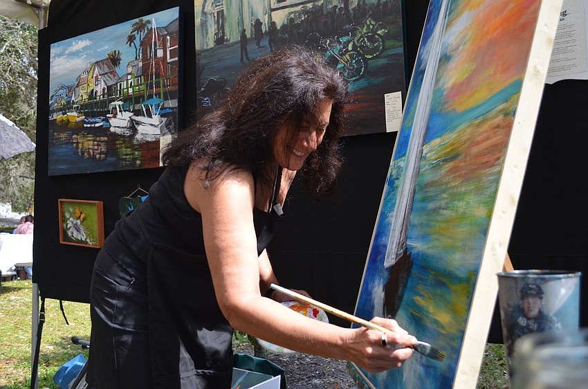 Ponto Lambert uses the waterfront location as her inspiration for a painting.