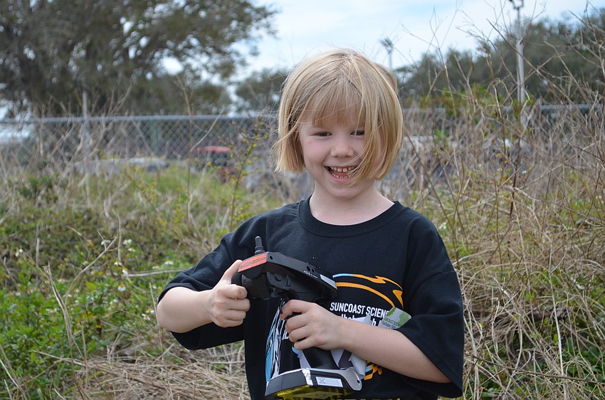 Hazel Nichols is at the controls the vehicle she helped build as part of the team 