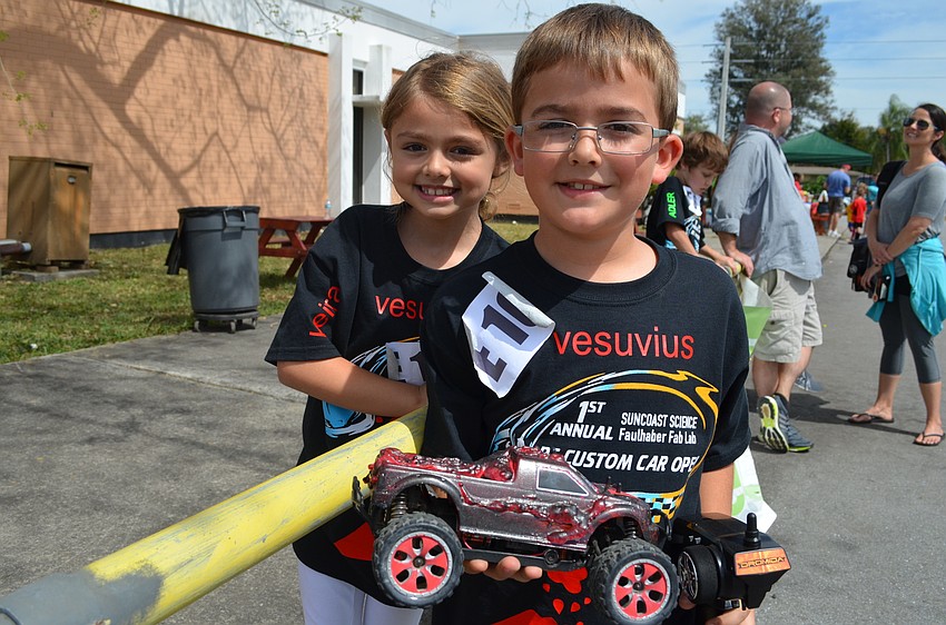 Siblings and teammates Keira and Kane Zuknick with their vehicle 