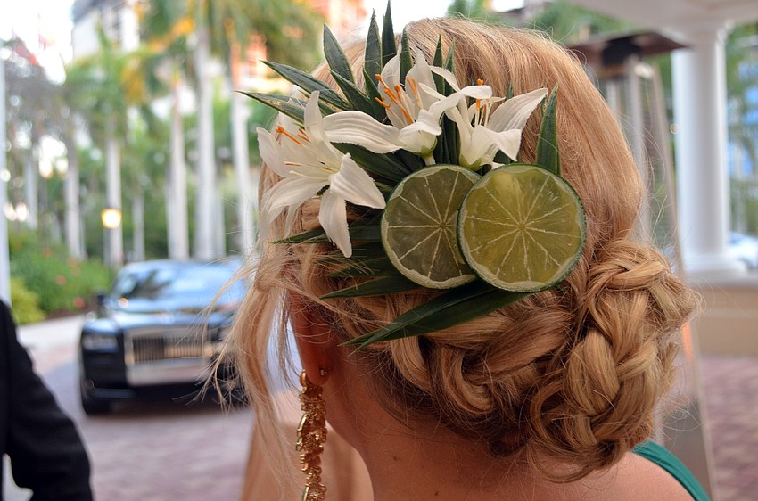 Erin Christy added some handmade tropical flair to her hair for Asolo Rep's Cabaret at the Tropicana.