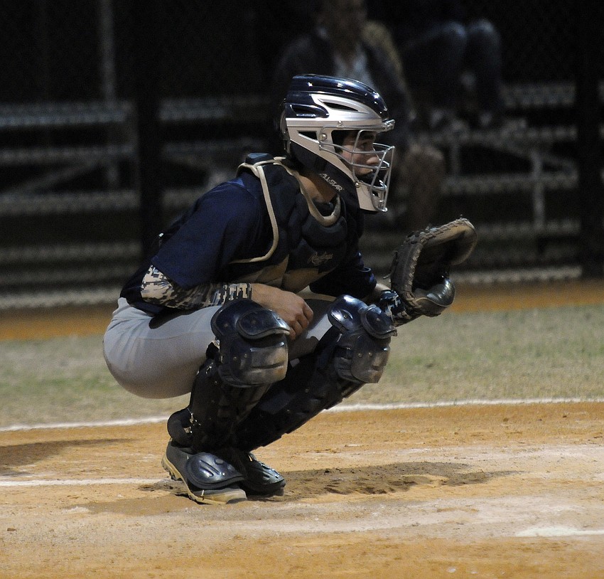 ODA catcher Parke Phillips awaits the pitch.
