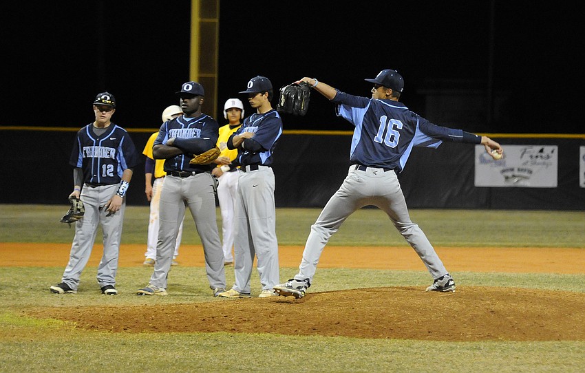 ODA freshman pitcher Tai Gilbert came on in relief in the bottom of the first inning.