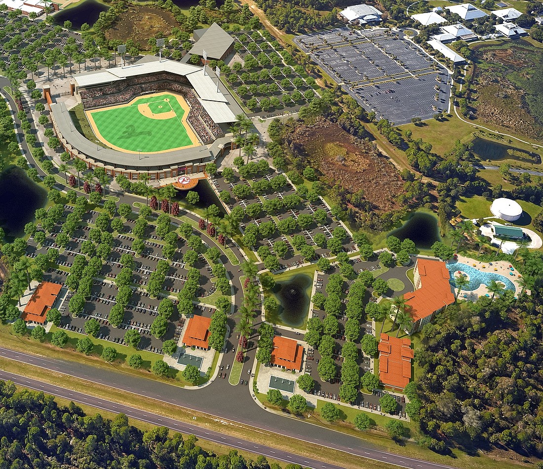 (Courtesy Mattamy Homes) An artist's rendering shows a potential design for an Atlanta Braves spring training facility in North Port.